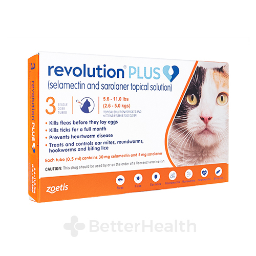 Revolution Plus for Cat (5.6-11lbs) 3tubes (レボリューションプラス猫用(2.5-5kg)3本)